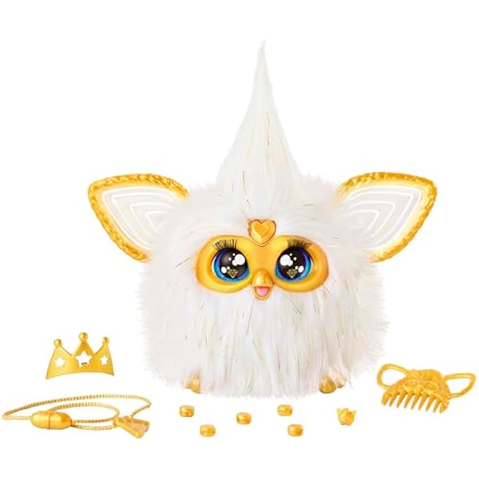 rayihni GOLD GLAM INTERACTIVE PLUSH TOYS FOR 6 YEAR OLD GIRLS & BOYS & UP, VOICE ACTIVATED ANIMATRONIC, SPEAKS ENGLISH & FURBISH, WHITE (AMAZON EXCLUSIVE) - Image 1